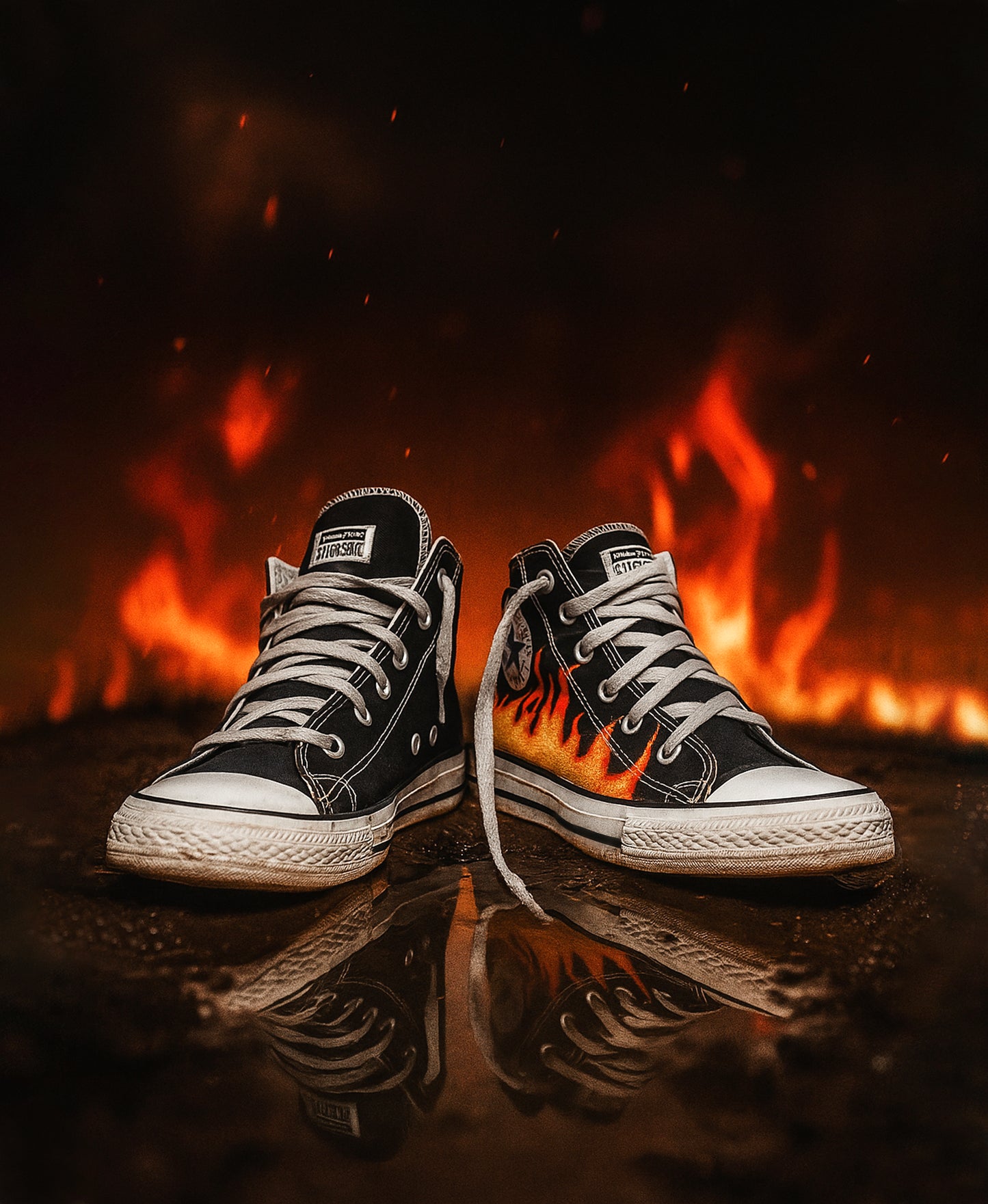 1 OF 1 CUSTOM CONVERSE FIRE EDITION SNEAKER