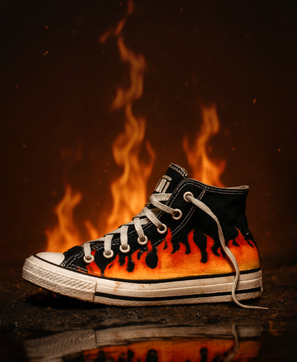 1 OF 1 CUSTOM CONVERSE FIRE EDITION SNEAKER