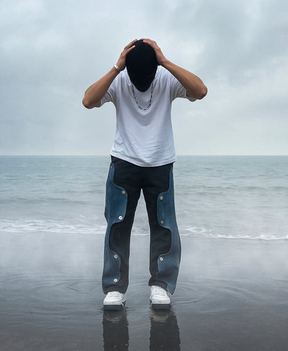 1 OF 1 BLUE DENIM SHILED DESIGNER JEANS