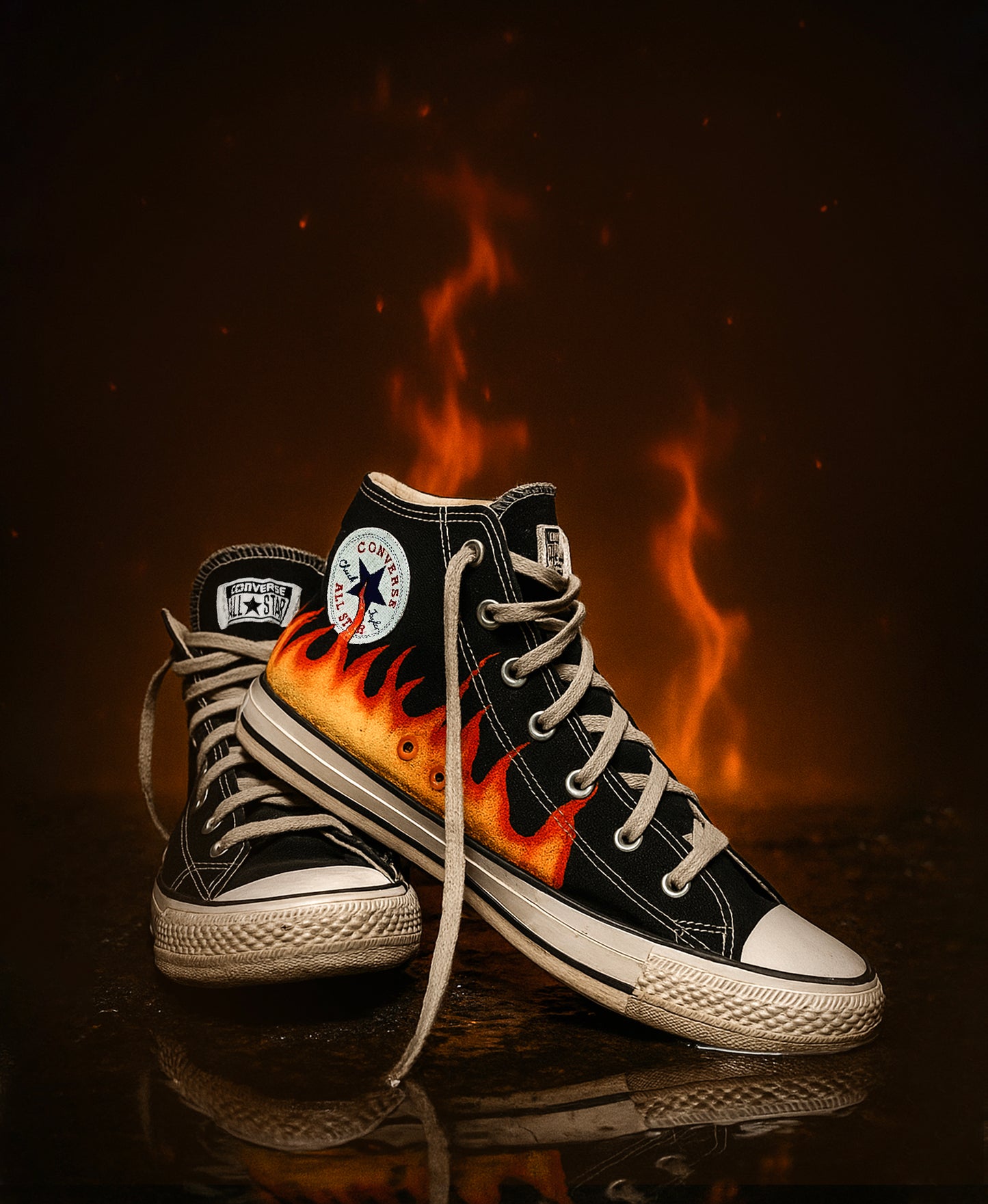 1 OF 1 CUSTOM CONVERSE FIRE EDITION SNEAKER